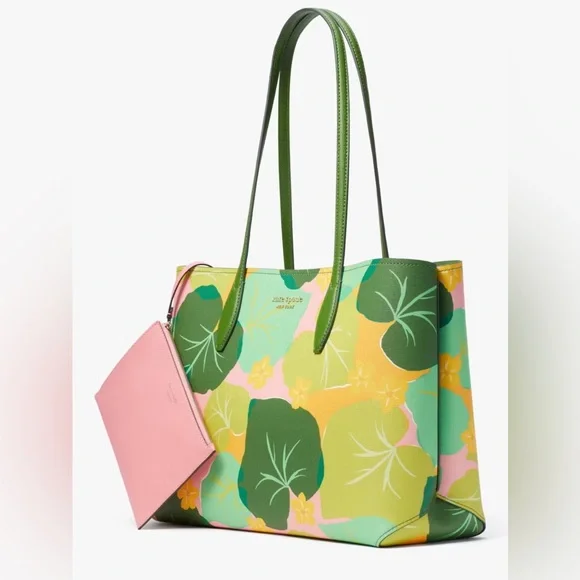 KATE SPADE ALL DAY CUCUMBER FLORAL LARGE TOTE BAG - Picture 3 of 13